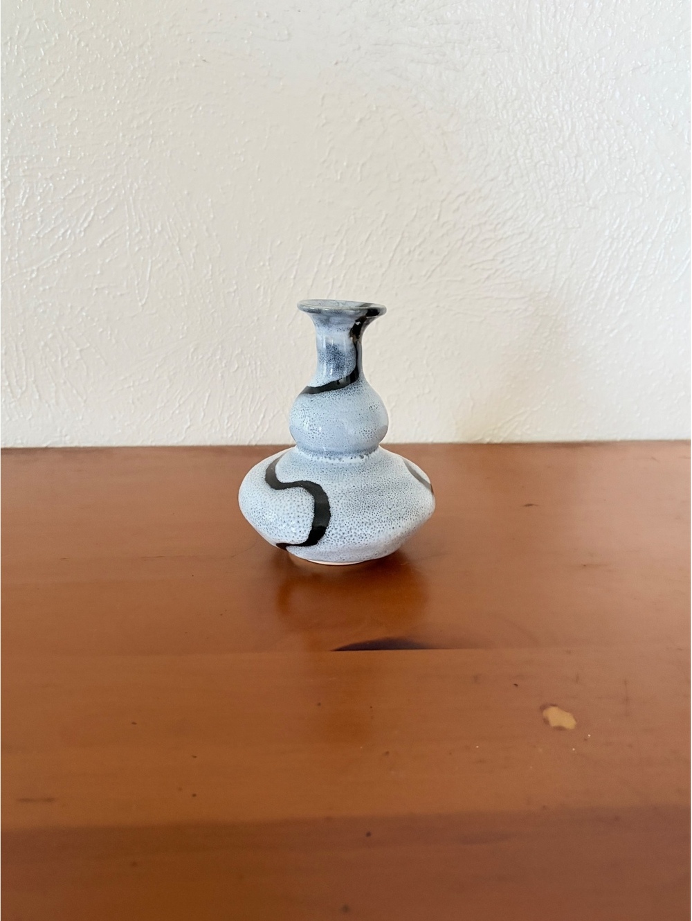 Bud Vase Handcrafted Ceramic Abstract Black Swirl Design